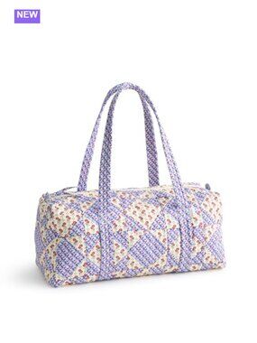 Premium Cotton Quilted Small Duffel Bag Zip Travel Weekender